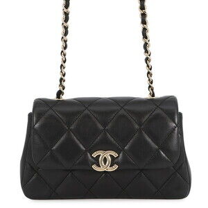 CHANEL Matelasse Coco Mark Shoulder Bag, Chain Clutch Calf Leather, AP4593, B...